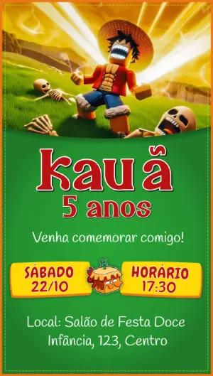 Convite de Aniversário Blox Fruits para Editar Online