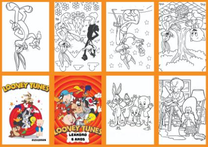 Livrinho de Colorir Looney Tunes Editável para Festa Infantil