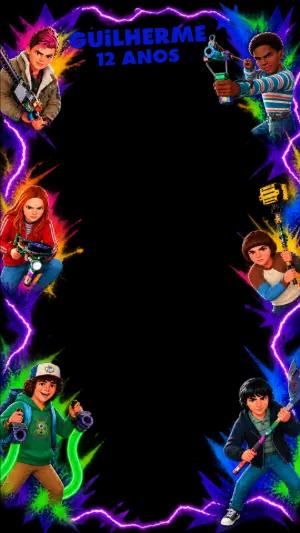 Moldura de Aniversário Stranger Things para Story Editável
