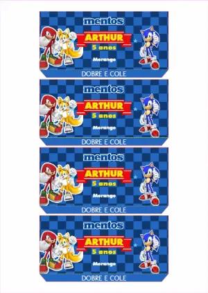 Rótulo Mentos Sonic Editável para Festa de Aniversário