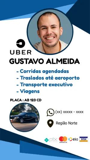 Cartão de Visita Digital Uber com Foto para Editar Online