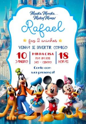 Convite Digital Turma do Mickey e Amigos para Editar