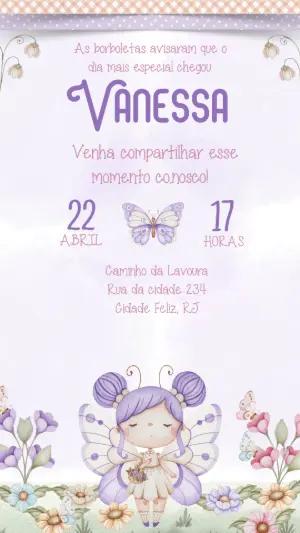 Convite Aniversário Fada Borboleta Lilás para Editar