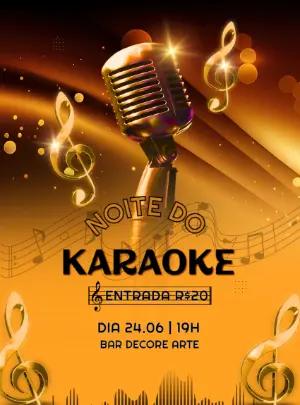 Convite Noite do Karaokê Dourado para Editar Online