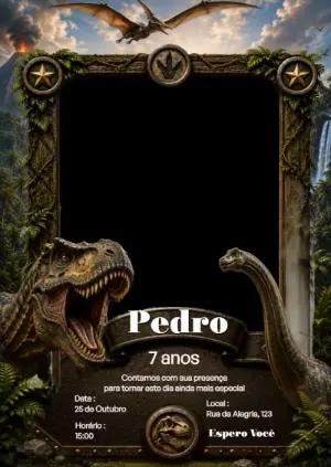 Convite Animado Aniversário Dinossauro Aventura para Editar