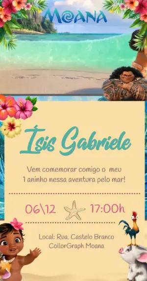 Vídeo Convite Moana Baby Aniversário Infantil para Editar
