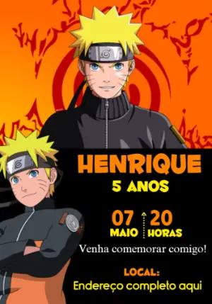 Convite de Aniversário Naruto para Editar e Imprimir Online