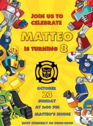 Rescue Bots Birthday Invitation - Editable Digital Template