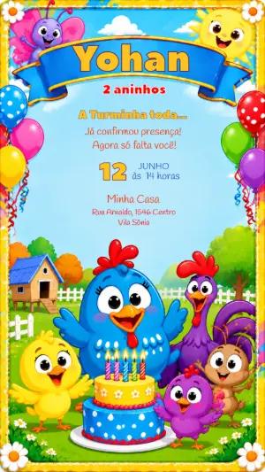 Convite de Aniversário Galinha Pintadinha Mini para Editar