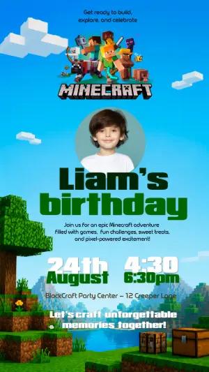Minecraft Birthday Party Invitation - Editable Digital Template