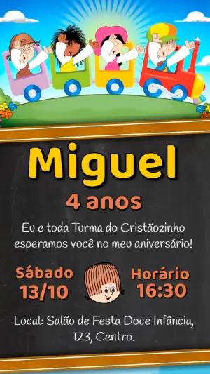 Convite de Aniversário Turma do Cristãozinho para Editar Online