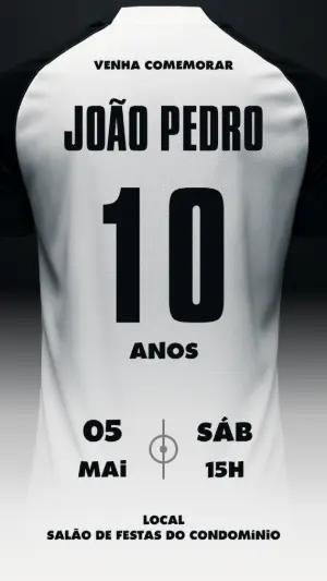 Convite Aniversário Futebol Camisa de Time para Editar Online