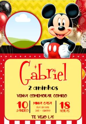 Convite de Aniversário Mickey Mouse Clássico Editável Online