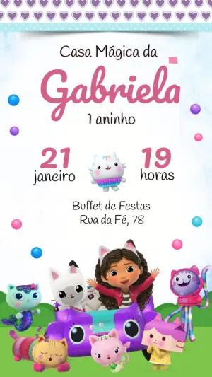 Convite Aniversário Casa Mágica da Gabby para Editar Online
