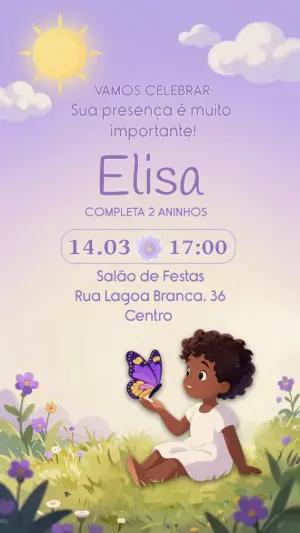 Convite Aniversário Jardim Encantado Menina Negra Editável