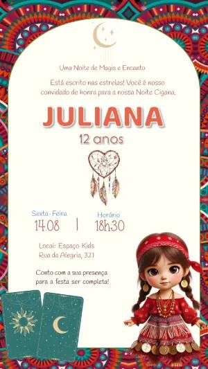 Convite de Aniversário Festa Cigana Mística Editável