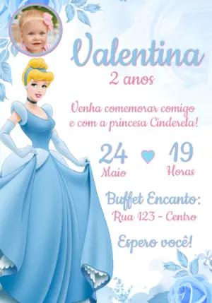 Convite de Aniversário Cinderela com Foto para Editar