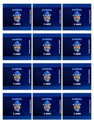 Adesivo para Bala Personalizada Sonic Aniversário Modelo Editável