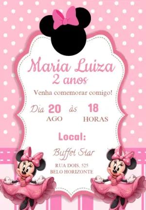 Convite de Aniversário Minnie Rosa Fofo para Editar Online