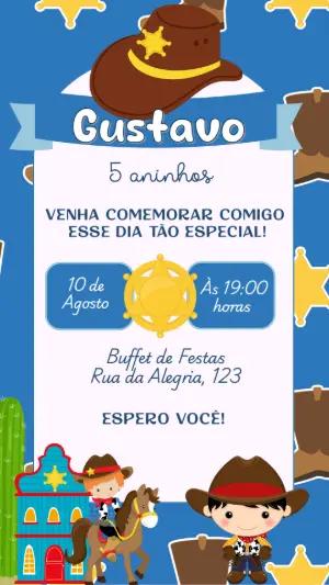 Convite Aniversário Cowboy Faroeste para Editar Online