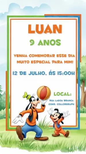 Convite de Aniversário Pateta para Editar e Personalizar