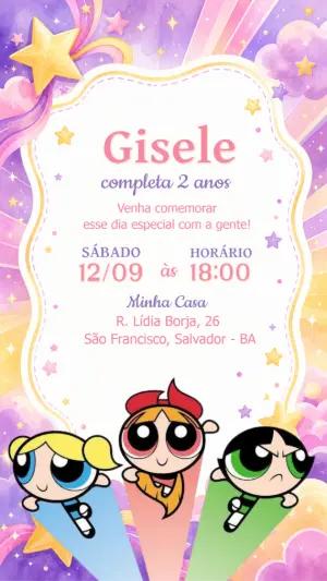 Convite de Aniversário As Meninas Superpoderosas Editável