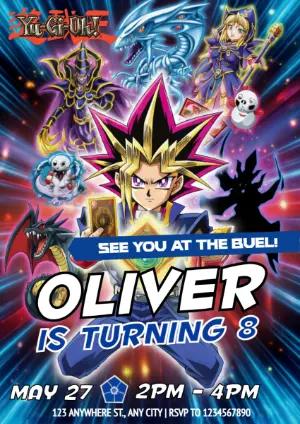 Yu-Gi-Oh! Birthday Invitation | Editable Anime Duel Template