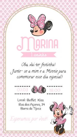 Convite de Aniversário Minnie Rosa Poá para Editar Online