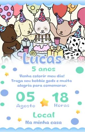 Convite Aniversário Bobbie Goods com Animais Fofos para Editar