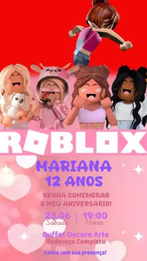 Vídeo Convite de Aniversário Roblox Rosa para Editar