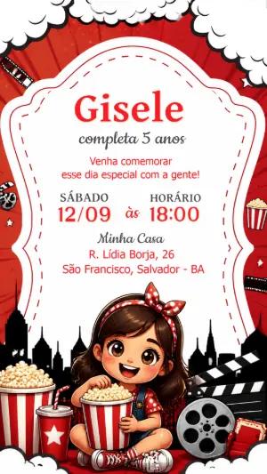 Convite Digital Festa Cinema e Pipoca para Editar