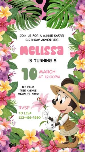 Minnie Safari Birthday Invitation | Editable Tropical Template