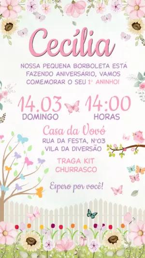 Convite Digital Aniversário Jardim Encantado para Editar