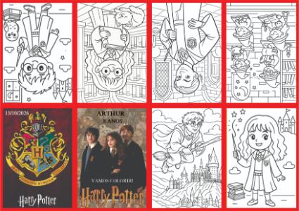 Livrinho de Colorir Harry Potter Editável para Aniversário