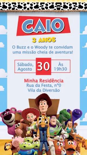 Convite de Aniversário Toy Story para Editar Online