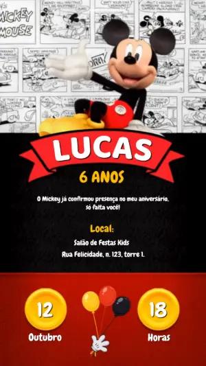 Convite Animado Falante Mickey Mouse para Aniversário Editável