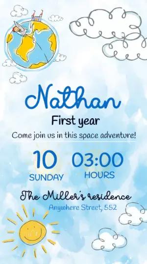 Cute Space Adventure Birthday Invitation - Editable Template