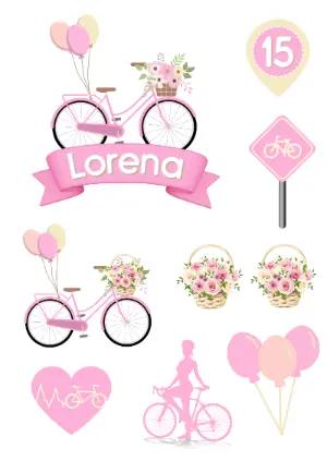 Topo de Bolo Aniversário Ciclista Rosa para Editar Online