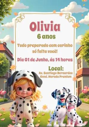 Convite de Aniversário 101 Dálmatas para Editar Online