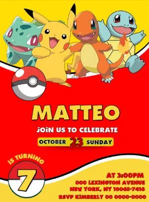 Editable Pokémon Birthday Invitation | Vibrant Digital Template