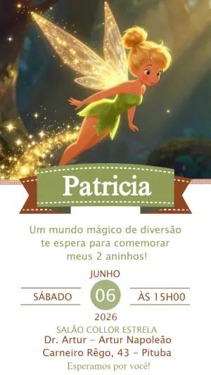 Convite de Aniversário Sininho Mágico Editável