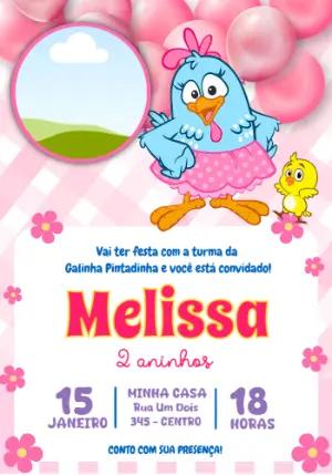Convite Editável Aniversário Infantil Galinha Pintadinha Rosa
