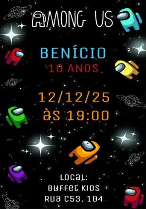 Convite Animado Aniversário Among Us para Editar Online