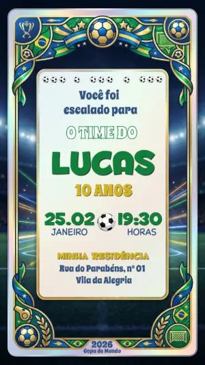 Convite Digital Aniversário Futebol Brasil para Editar