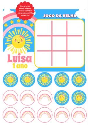 Jogo da Velha Aniversário Raio de Sol Rosa Editável Online
