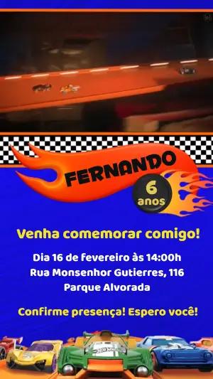 Vídeo Convite de Aniversário Hotwheels Editável