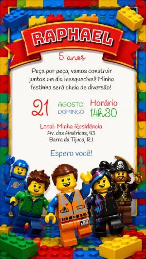 Convite de Aniversário Uma Aventura Lego para Editar
