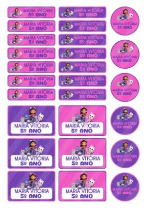 Kit de Etiquetas Escolares Gabby Editável e Personalizável