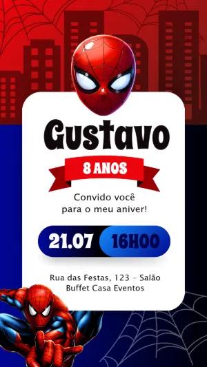 Convite de Aniversário Homem-Aranha Moderno para Editar