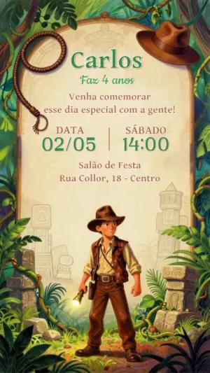 Convite de Aniversário Aventura na Selva Editável